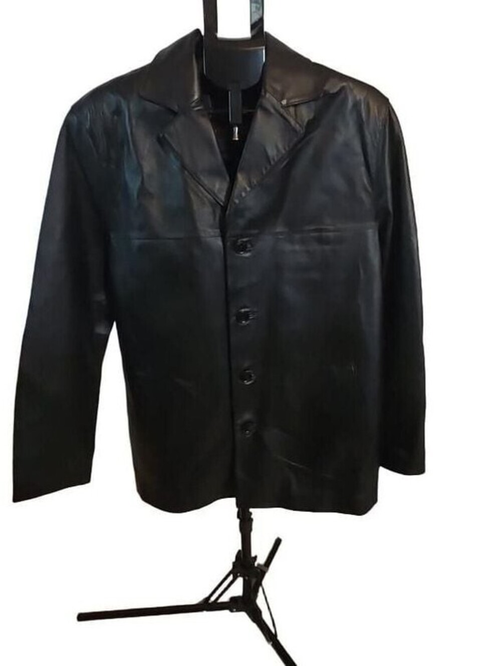 Niko Leather Vintage Black Genuine Leather Button Jacket Coat #y2k